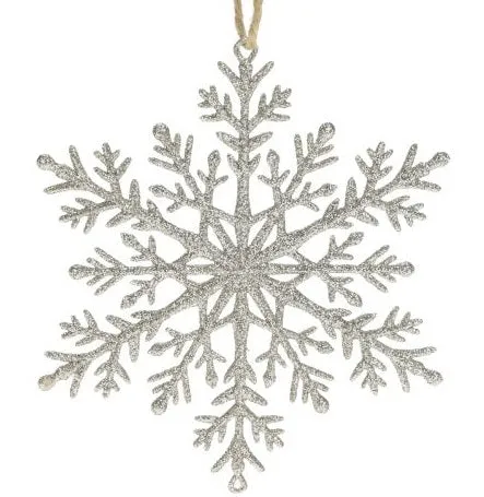 110MM ECO-WOODFIBRE SNOW FLAKE, SILVER BIOGLITTER