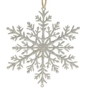 110MM ECO-WOODFIBRE SNOW FLAKE, SILVER BIOGLITTER