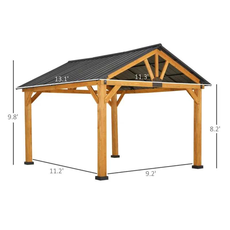 13' x 11' Outdoor Wooden Gazebo - Black & Natural