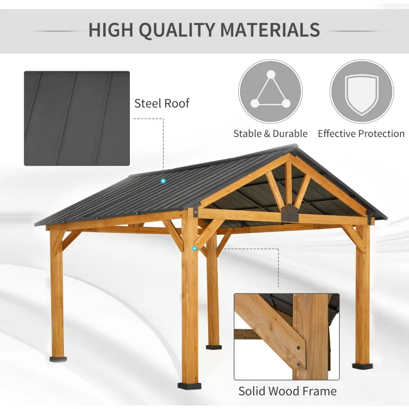 13' x 11' Outdoor Wooden Gazebo - Black & Natural