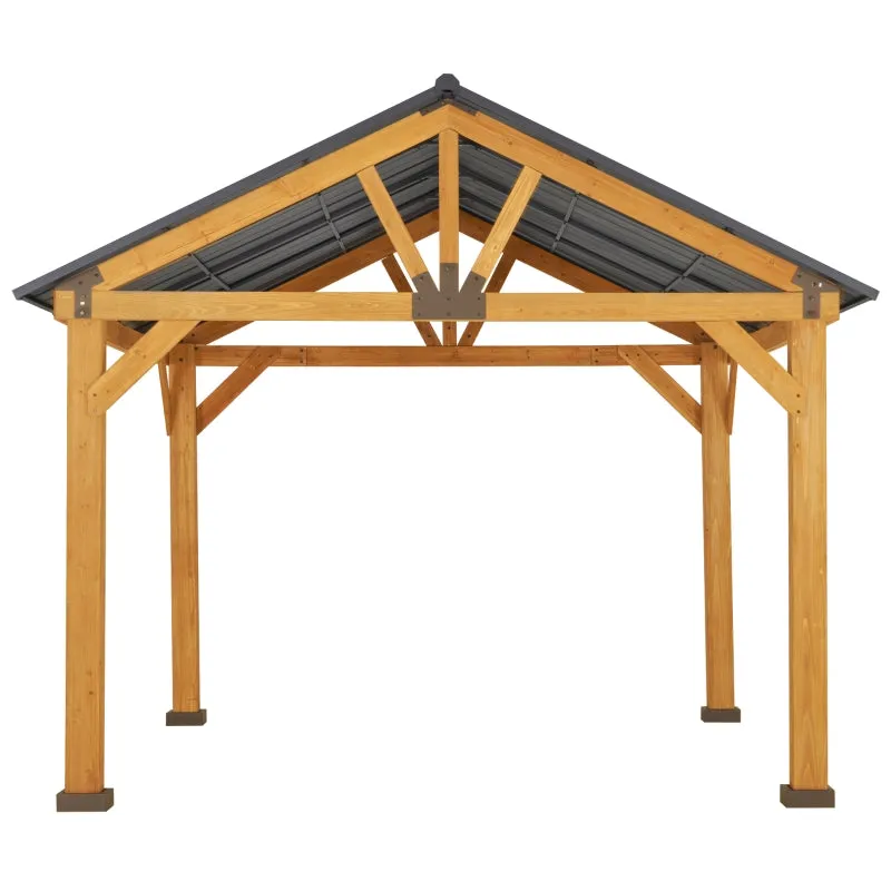 13' x 11' Outdoor Wooden Gazebo - Black & Natural