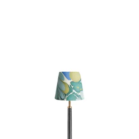 14cm Tall Tapered hand made marbled paper shade in green and blue roya