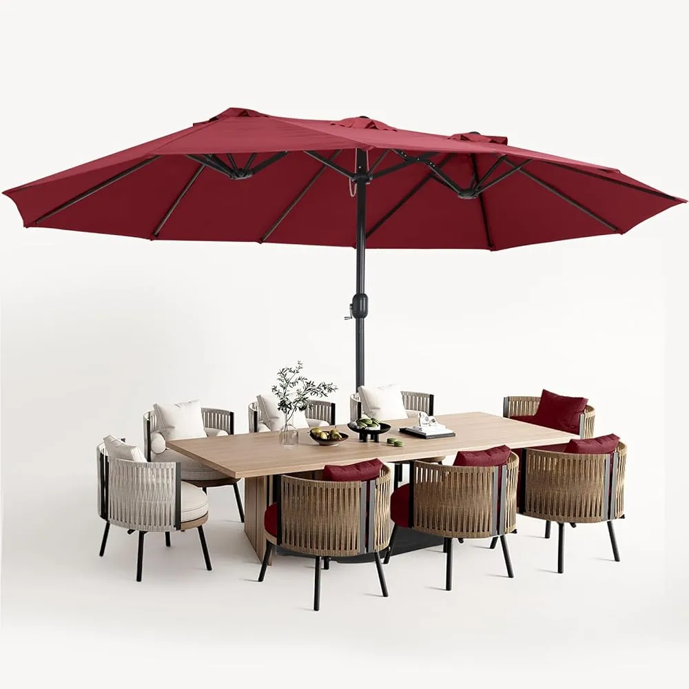 15FT Patio Outdoor Umbrella Double Sided Large Umbrella