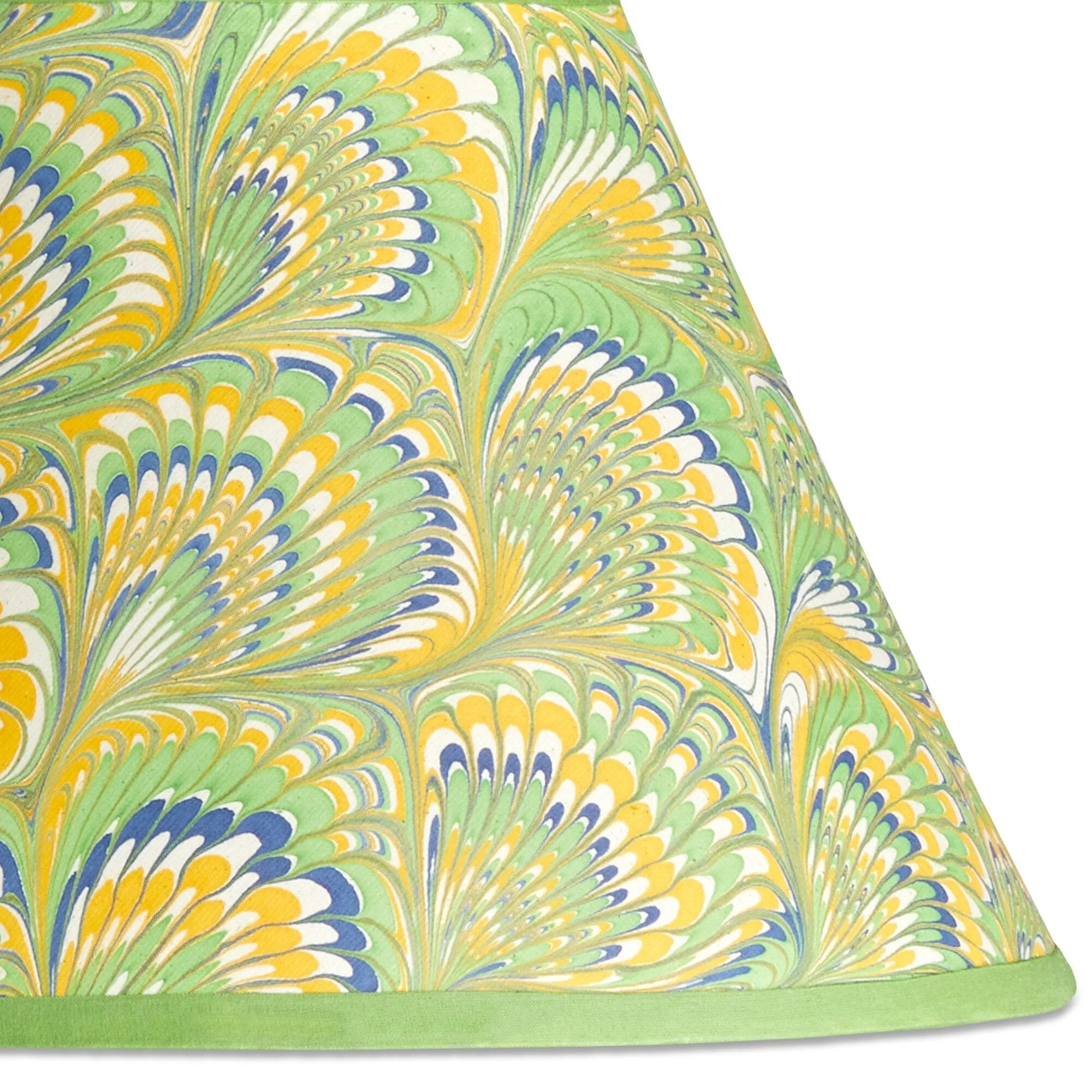 16cm empire shade in green, yellow & blue Piave hand made marble paper