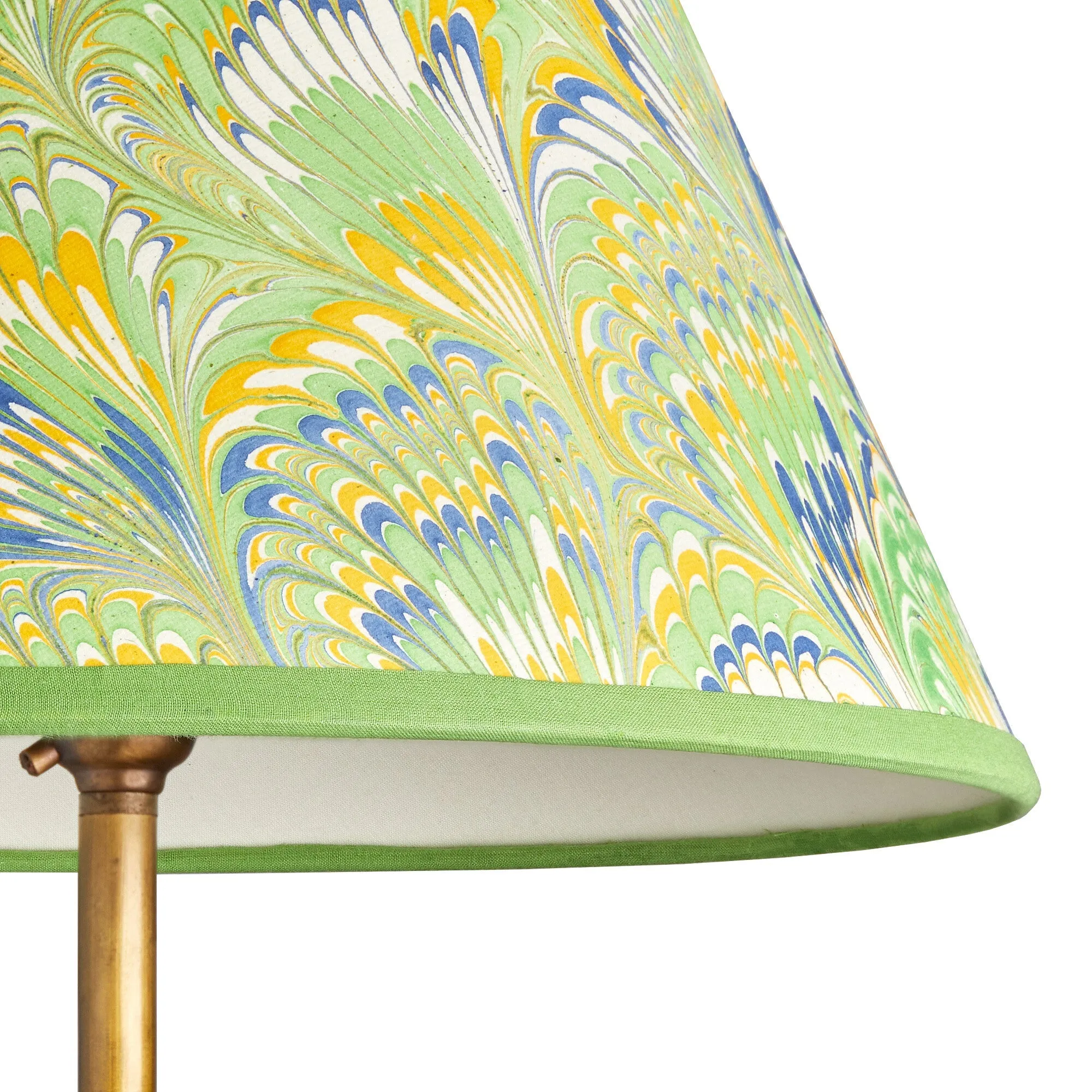 16cm empire shade in green, yellow & blue Piave hand made marble paper