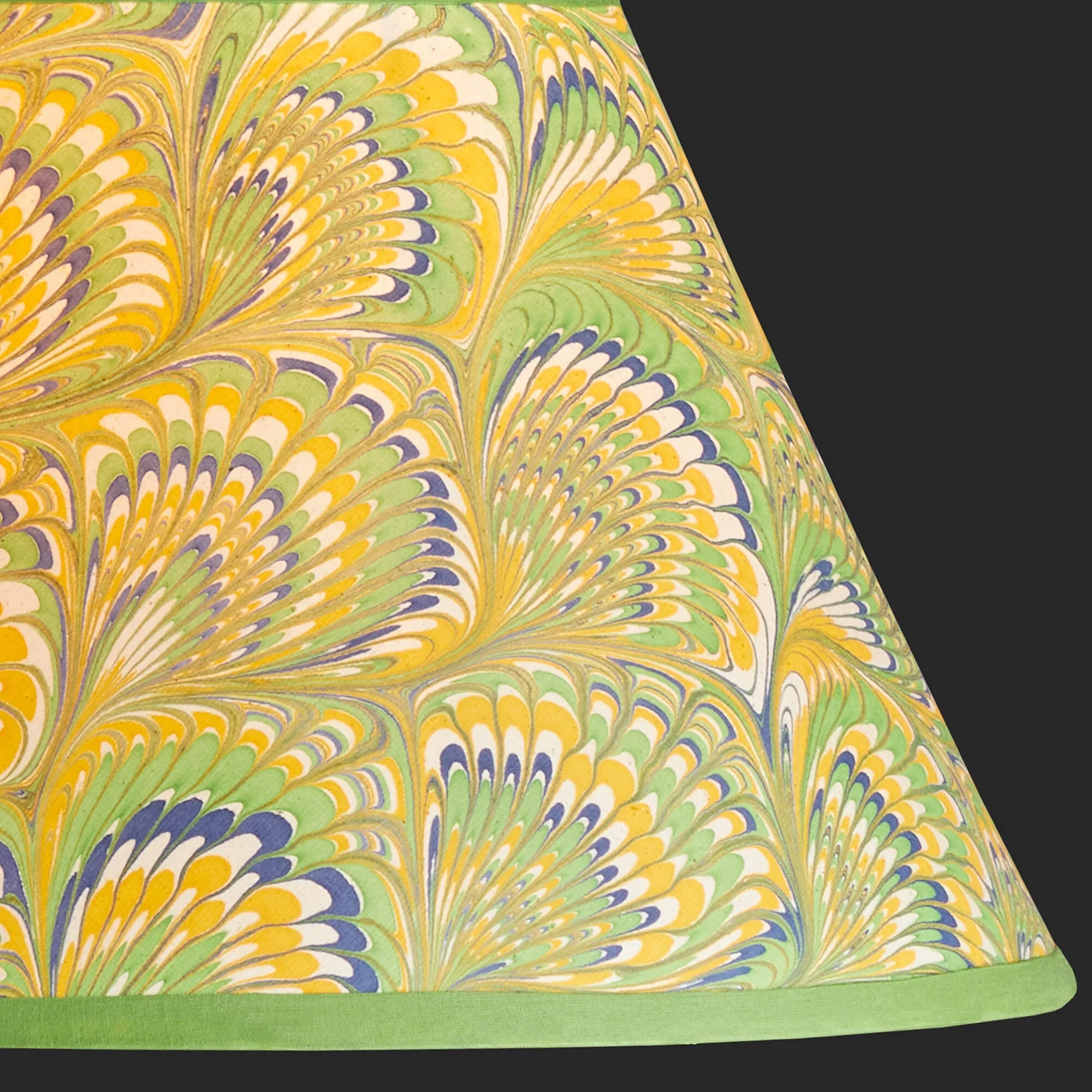 16cm empire shade in green, yellow & blue Piave hand made marble paper