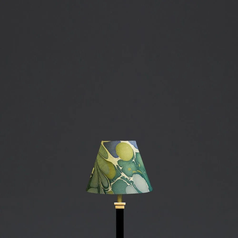 16cm empire shade in hand made marbled paper in green and blue roya