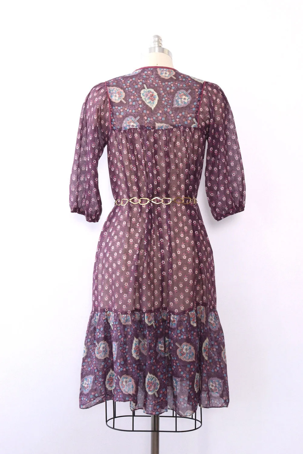 1970s Breezy Berry Smock Dress XS/S