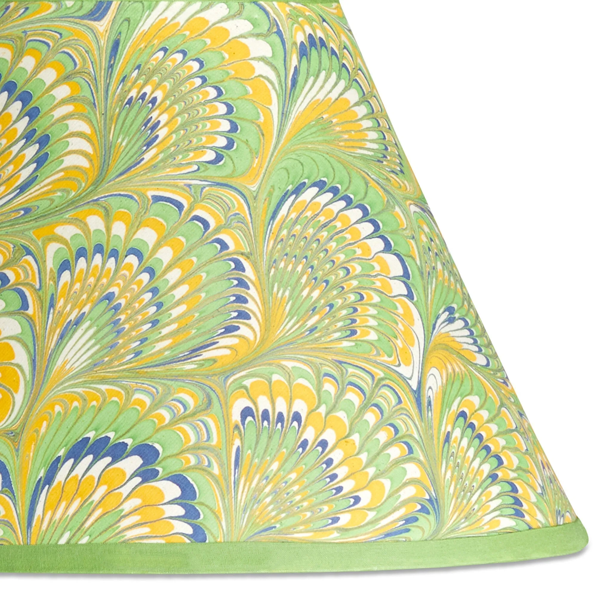 20cm empire shade in green, yellow & blue Piave hand made marble paper