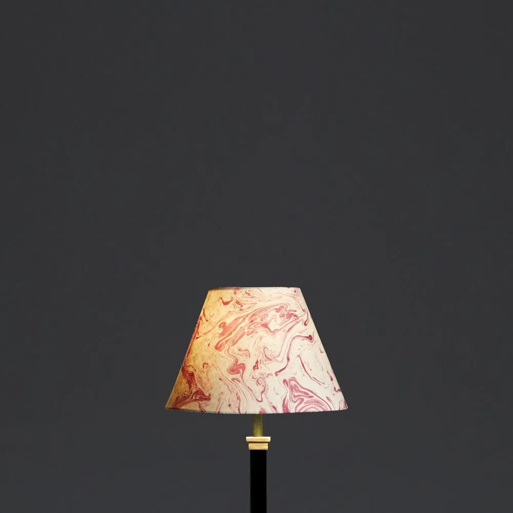 20cm empire shade in hand made marbled paper in red tanaro