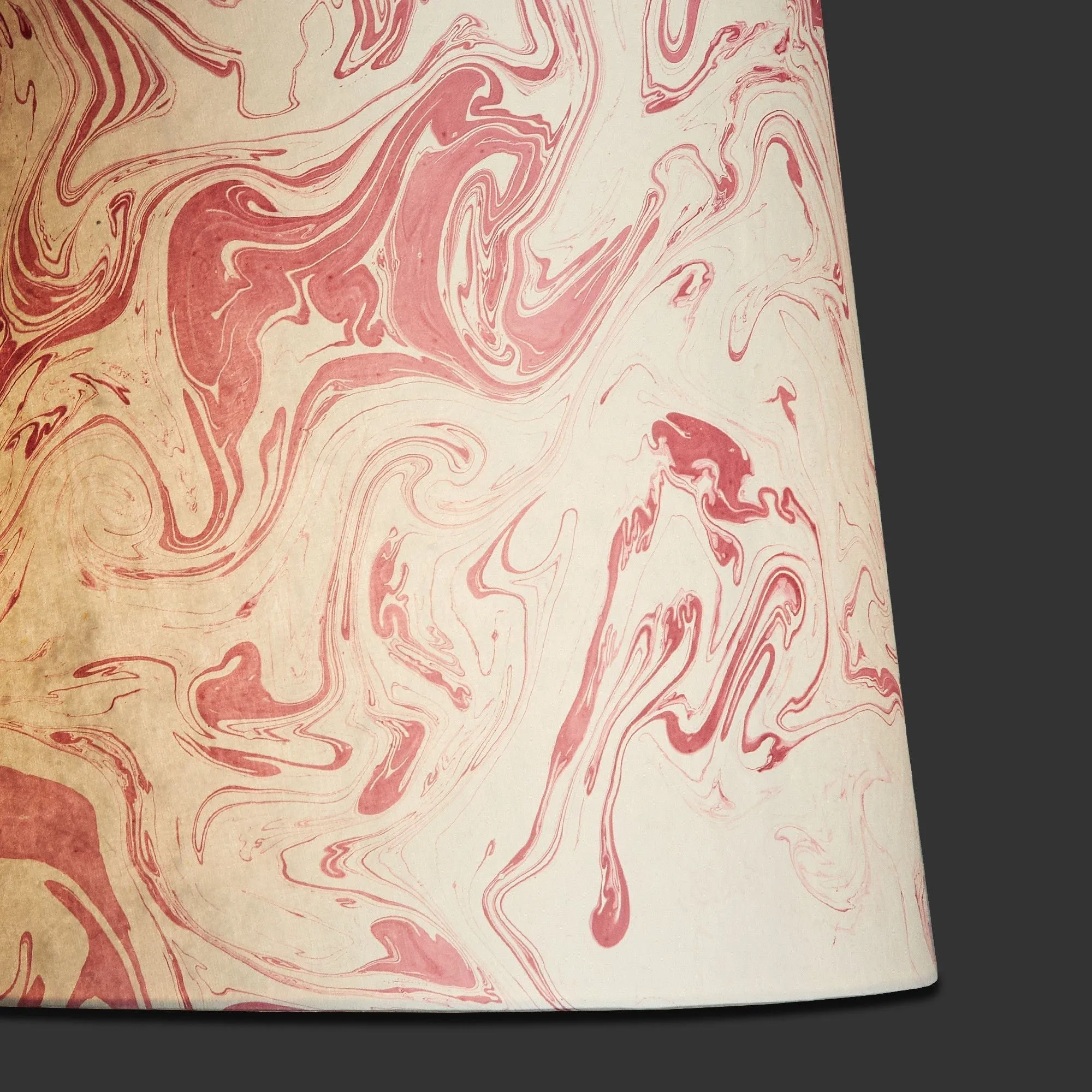 25cm tall tapered hand made marbled paper shade in red tanaro