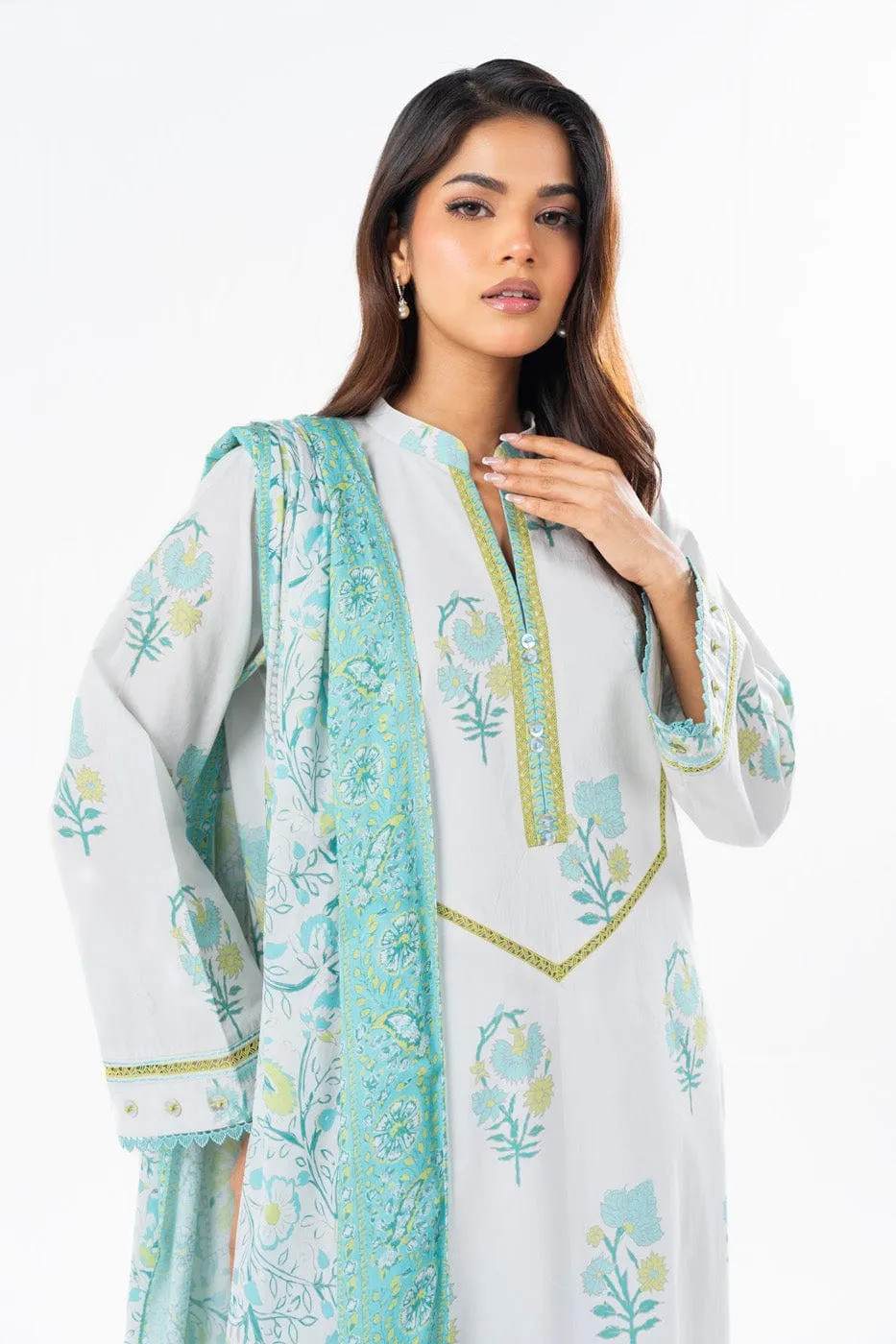 3 Pc Printed Lawn Suit With Printed Lawn Dupatta