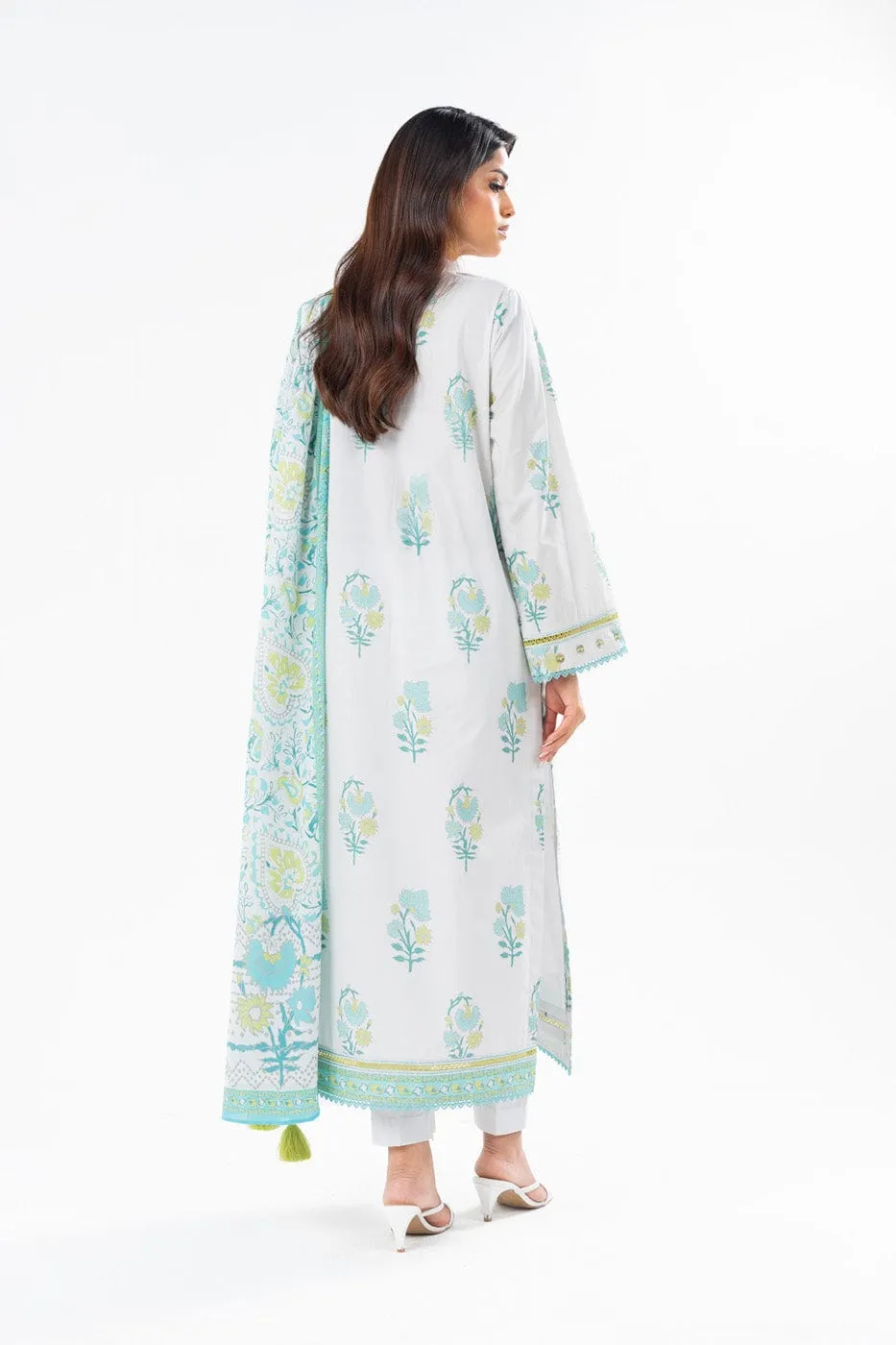 3 Pc Printed Lawn Suit With Printed Lawn Dupatta