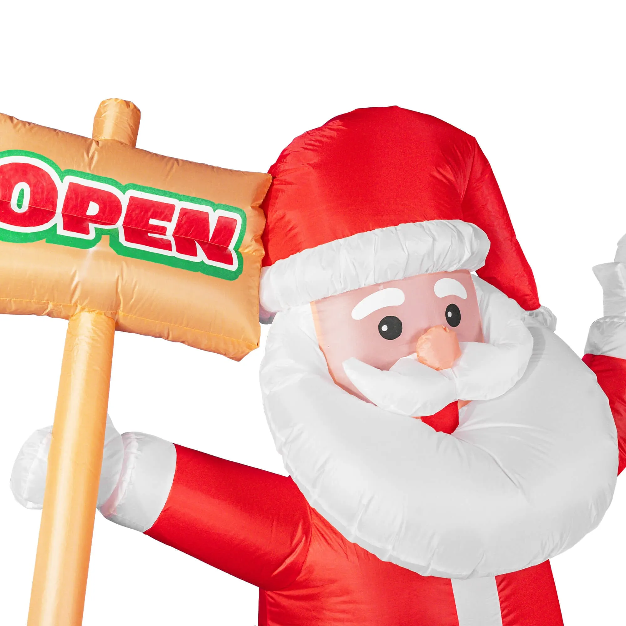 6ft Santa Lawn Inflatable with "Open" Sign