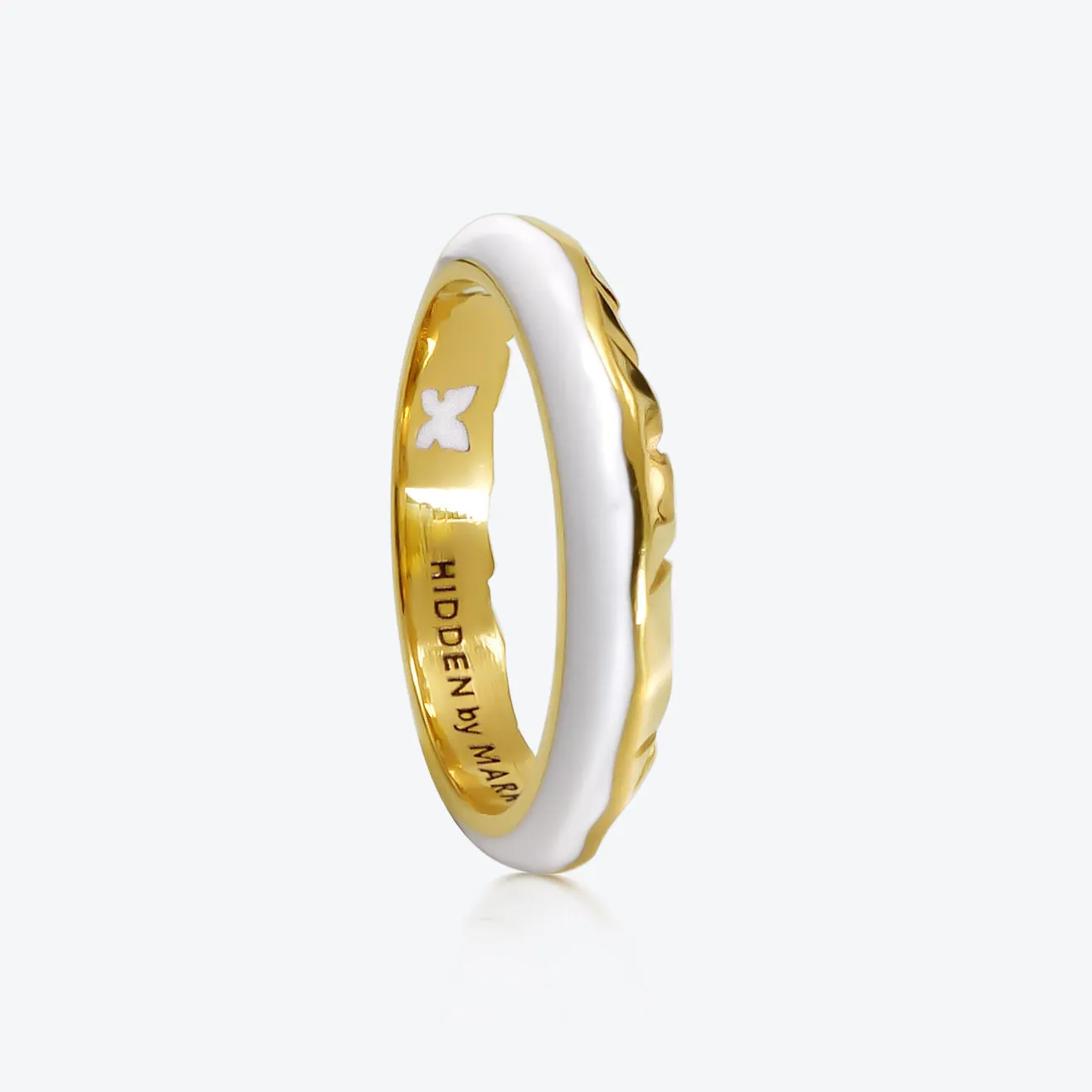 A.Iceberg 18K Gold Ring w. White enamel