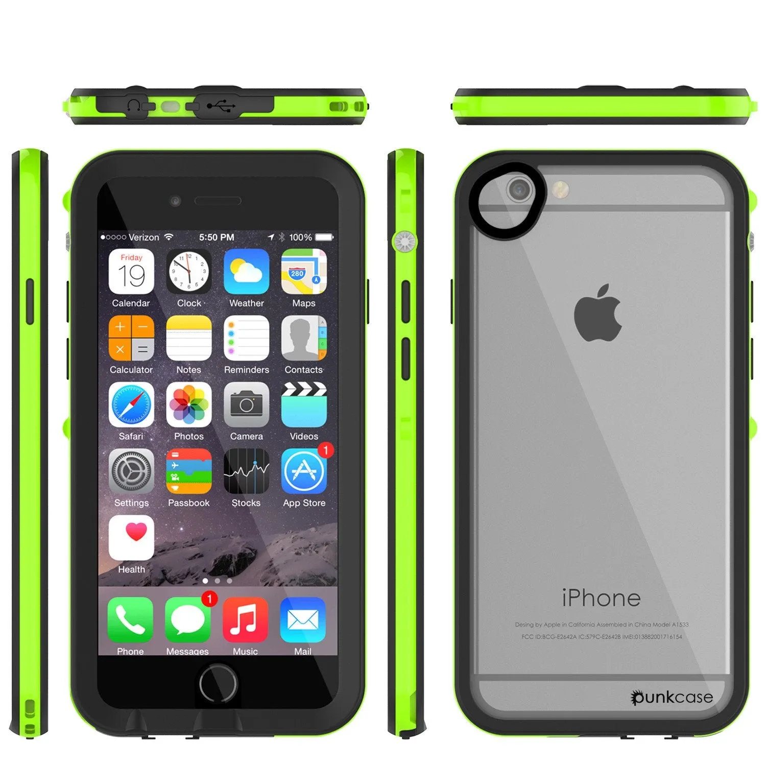 Apple iPhone 8 Waterproof Case, PUNKcase CRYSTAL 2.0 Light Green  W/ Attached Screen Protector  | Warranty