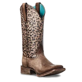 Ariat Ladies Circuit Savanna Leopard Print Square Toe Boots 10035942