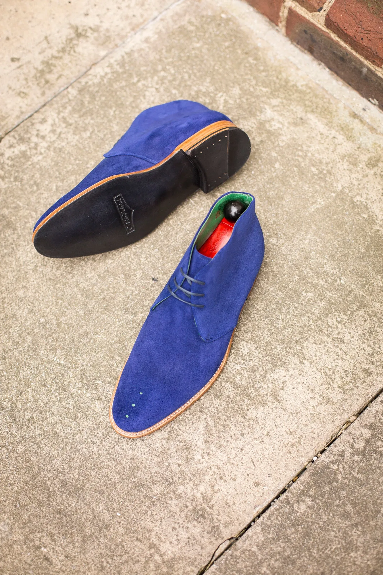 Ballard - MTO - Vivid Blue Suede - TMG Last - Natural Single Leather Sole