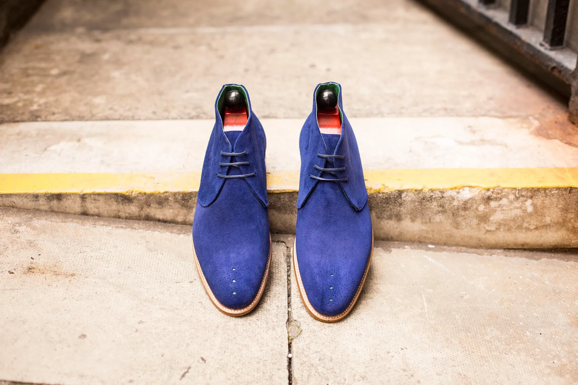 Ballard - MTO - Vivid Blue Suede - TMG Last - Natural Single Leather Sole