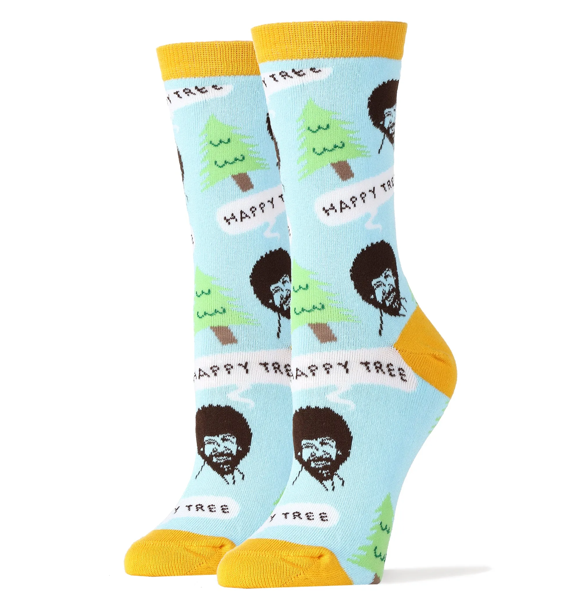 Bob Ross Happy Tree Blue Socks