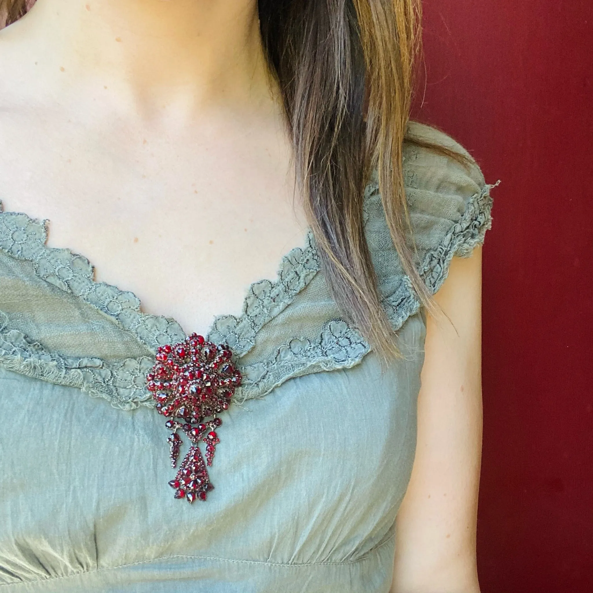 Bountiful Bohemian Garnet Articulated Brooch