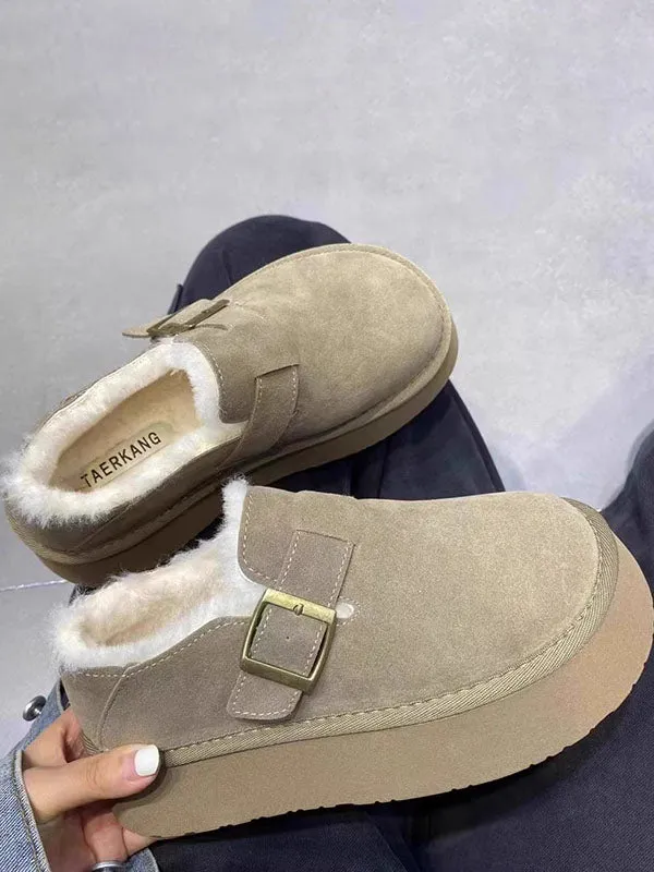 Buckle Decor Fur Lined Birkenstock Boots