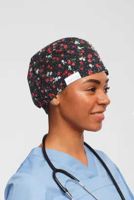 Cherry Black Printed Scrub Hat