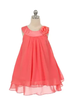 Chiffon Dress With Satin Neckline