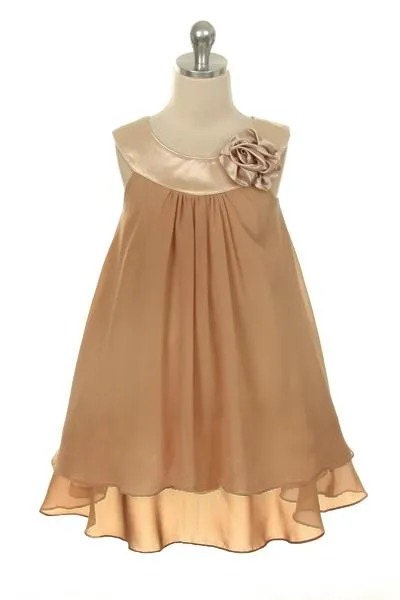 Chiffon Dress With Satin Neckline