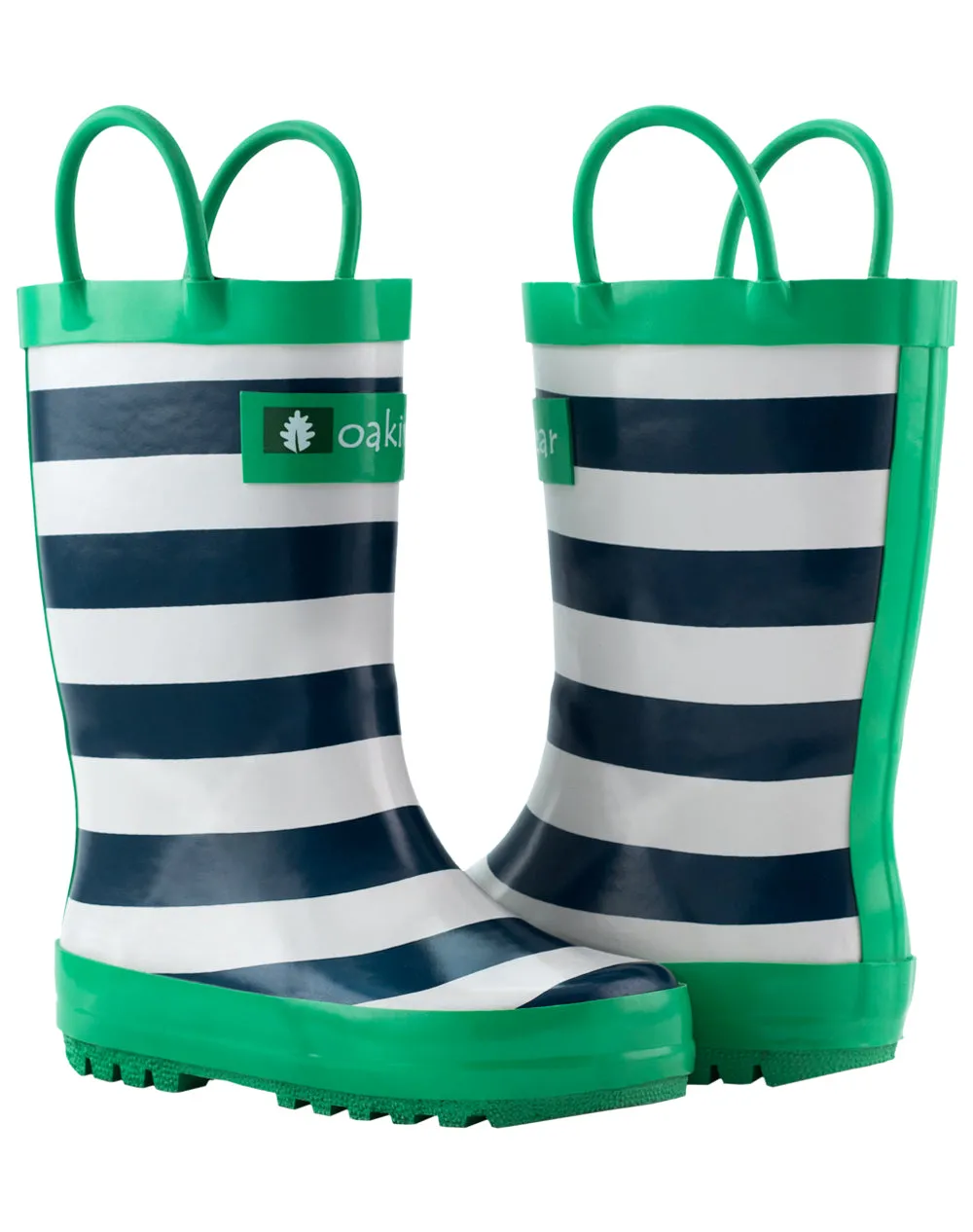 CHILDREN’S RUBBER RAIN BOOTS BLUE, GREEN & WHITE STRIPES