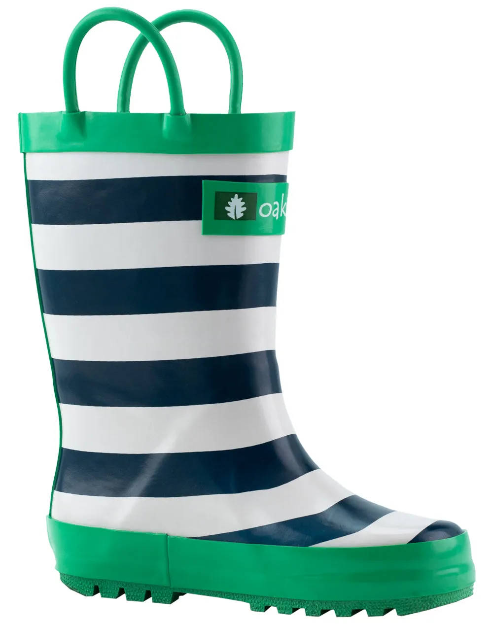 CHILDREN’S RUBBER RAIN BOOTS BLUE, GREEN & WHITE STRIPES