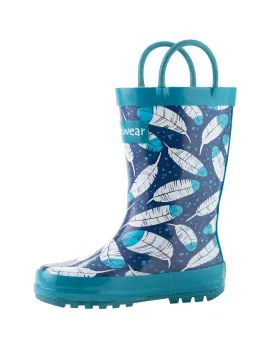 CHILDREN’S RUBBER RAIN BOOTS, FEATHERS