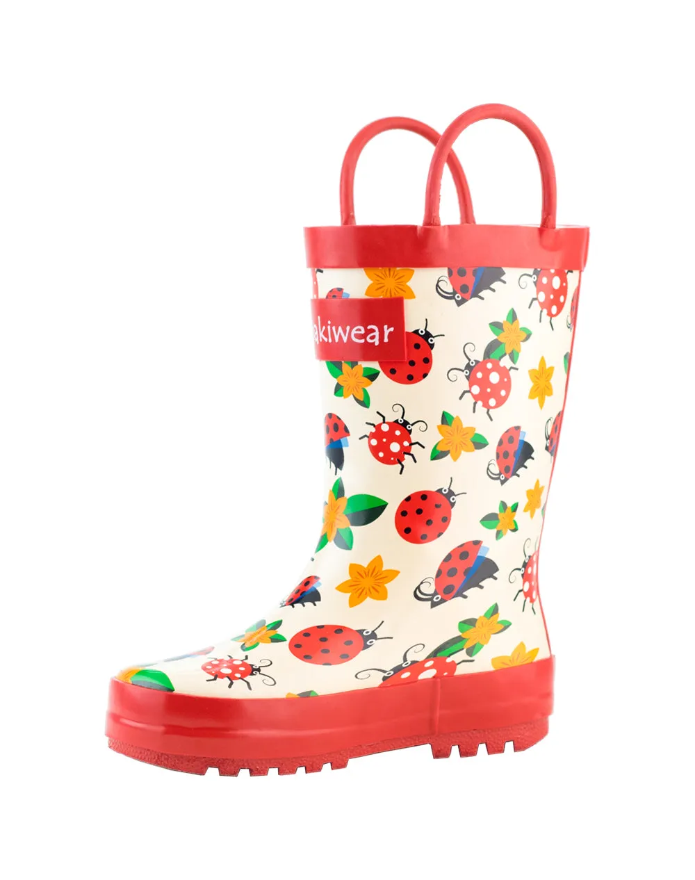 CHILDREN’S RUBBER RAIN BOOTS, LADYBUGS & FLOWERS