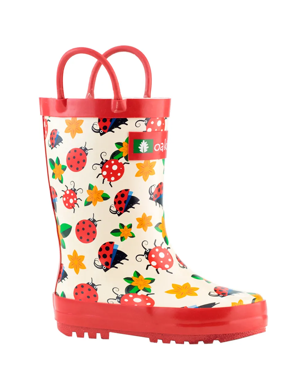 CHILDREN’S RUBBER RAIN BOOTS, LADYBUGS & FLOWERS