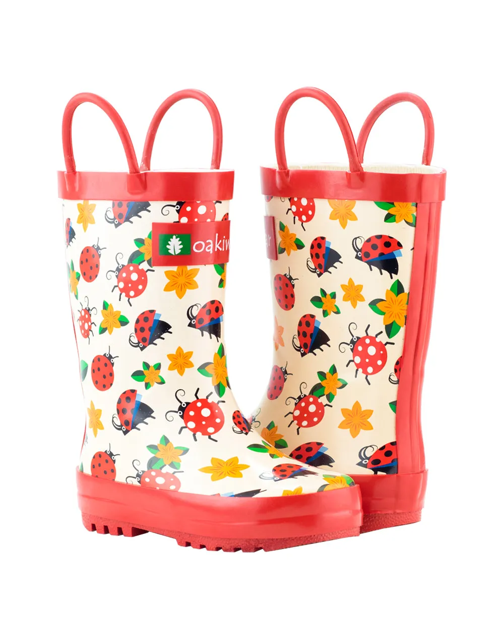 CHILDREN’S RUBBER RAIN BOOTS, LADYBUGS & FLOWERS