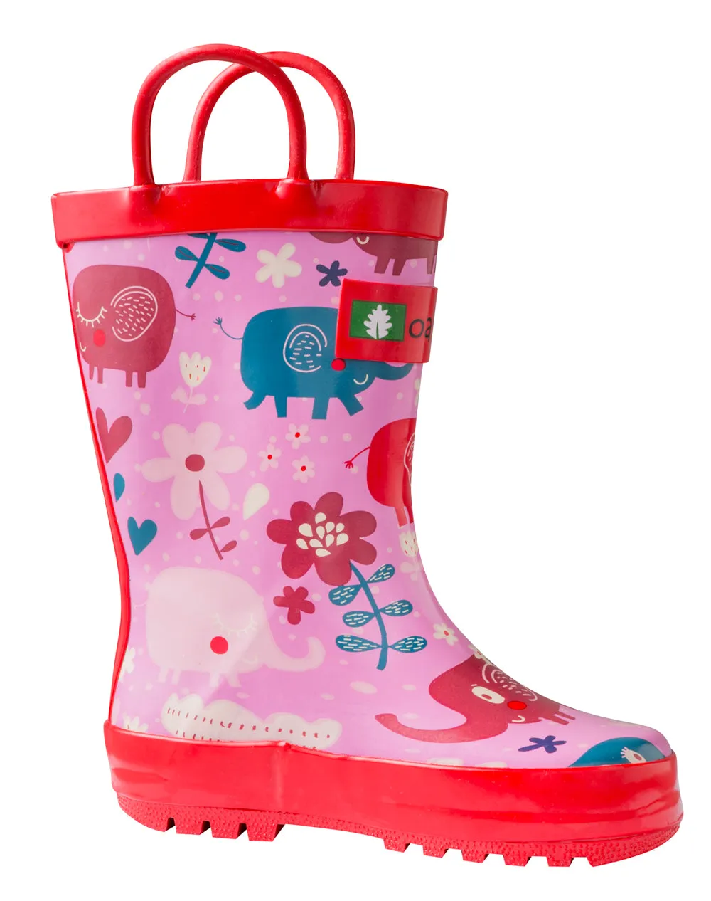 CHILDREN’S RUBBER RAIN BOOTS, PINK ELEPHANTS