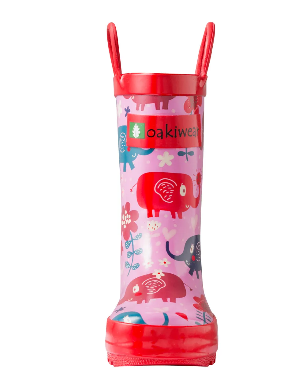 CHILDREN’S RUBBER RAIN BOOTS, PINK ELEPHANTS