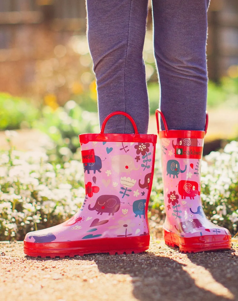 CHILDREN’S RUBBER RAIN BOOTS, PINK ELEPHANTS