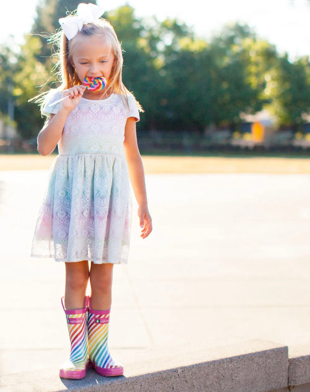 CHILDREN’S RUBBER RAIN BOOTS RAINBOW STRIPES