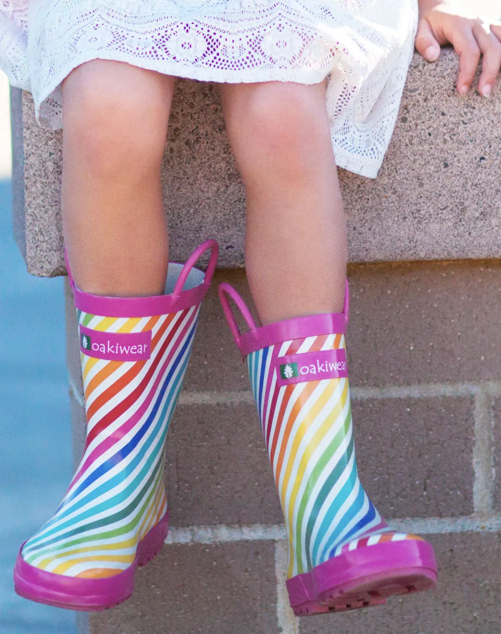 CHILDREN’S RUBBER RAIN BOOTS RAINBOW STRIPES