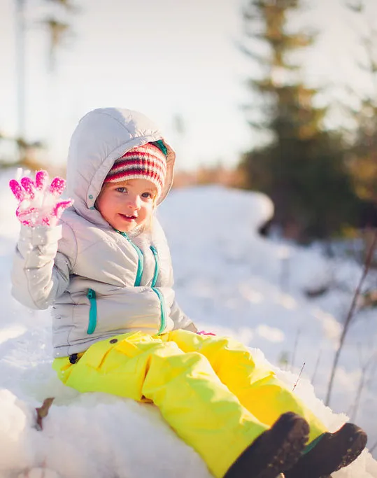 CHILDREN’S SNOW PANTS/BIBS, YELLOW/BLUE