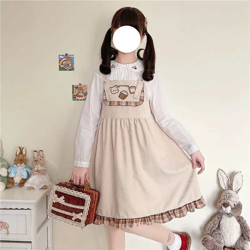 Cute Bear Embroidered Sling Dress PL51385