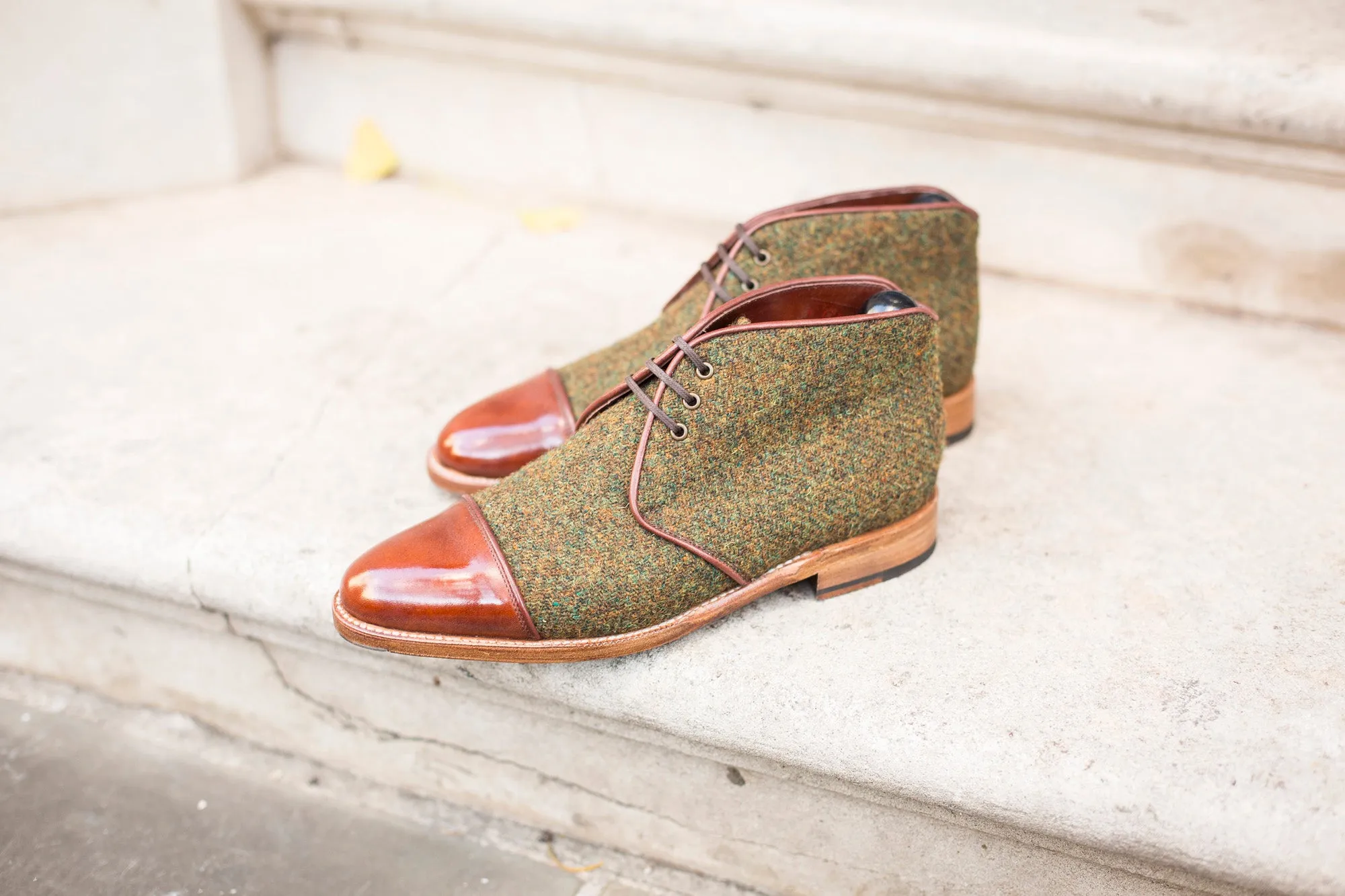 Des Moines - MTO - Mustard Tweed / Gold Museum Calf - TMG Last - Natural Single Leather Sole