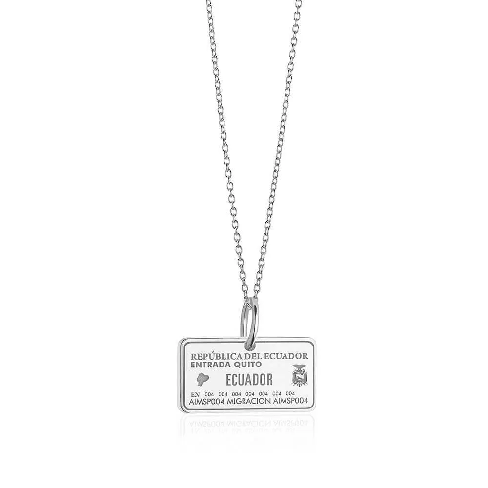 Ecuador Passport Stamp Charm Silver