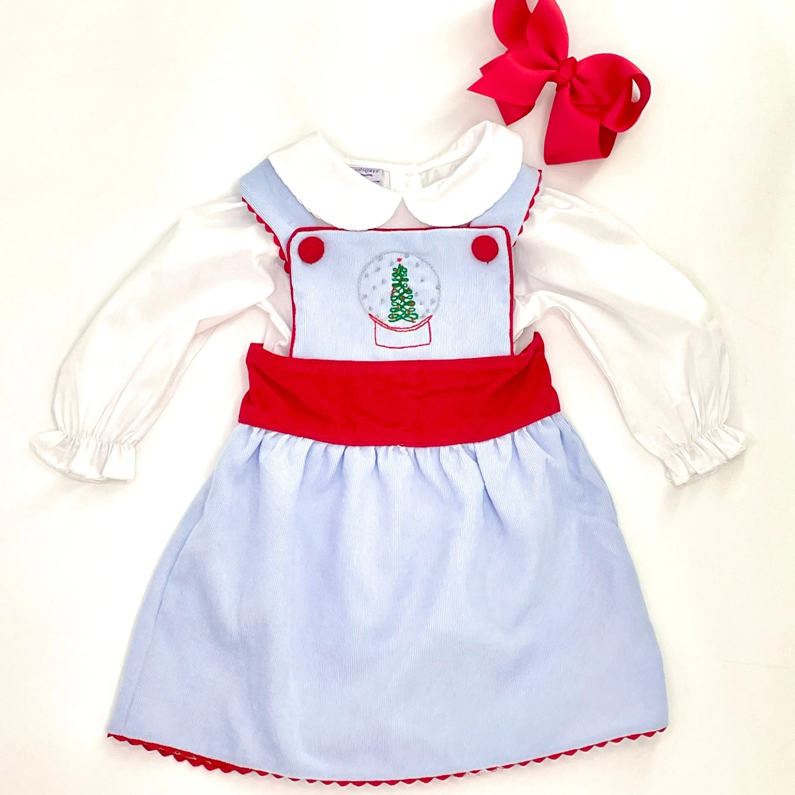 Embroidered Snow Globe Apron Dress