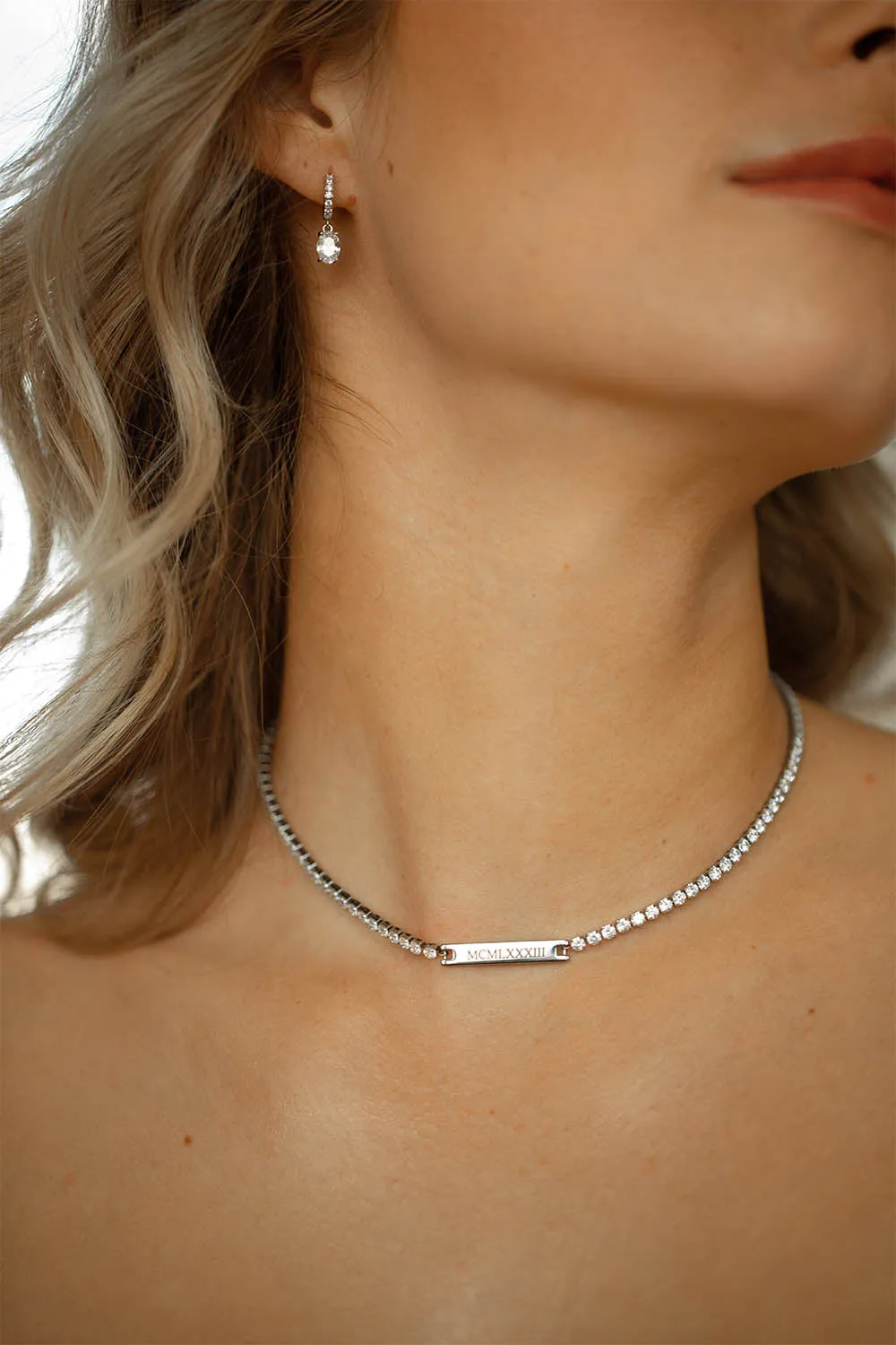 Engravable Tennis Necklace Silver