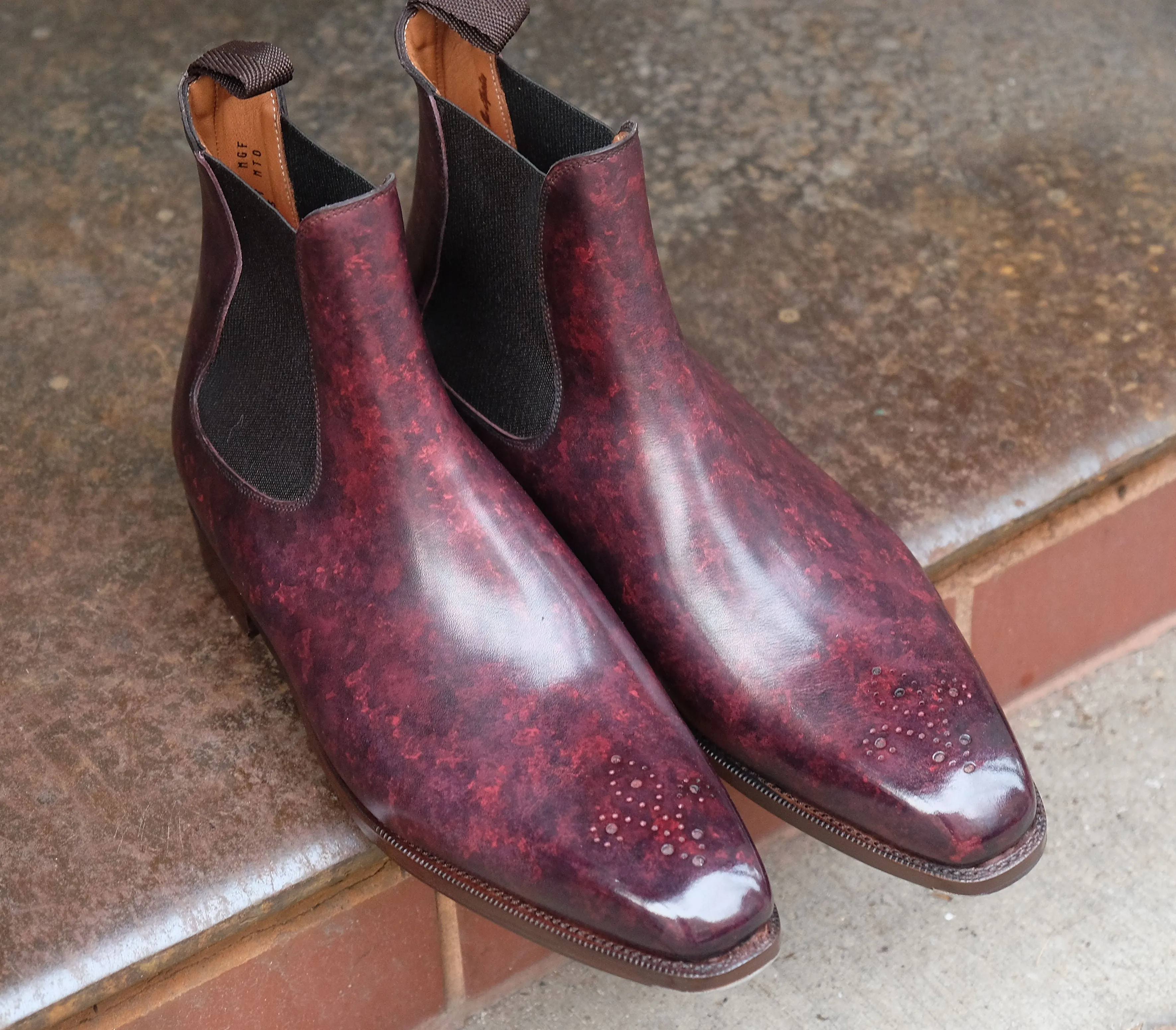 Fairmont - MTO - Mulberry Marble Patina Calf - MGF Last - Single City Rubber Sole