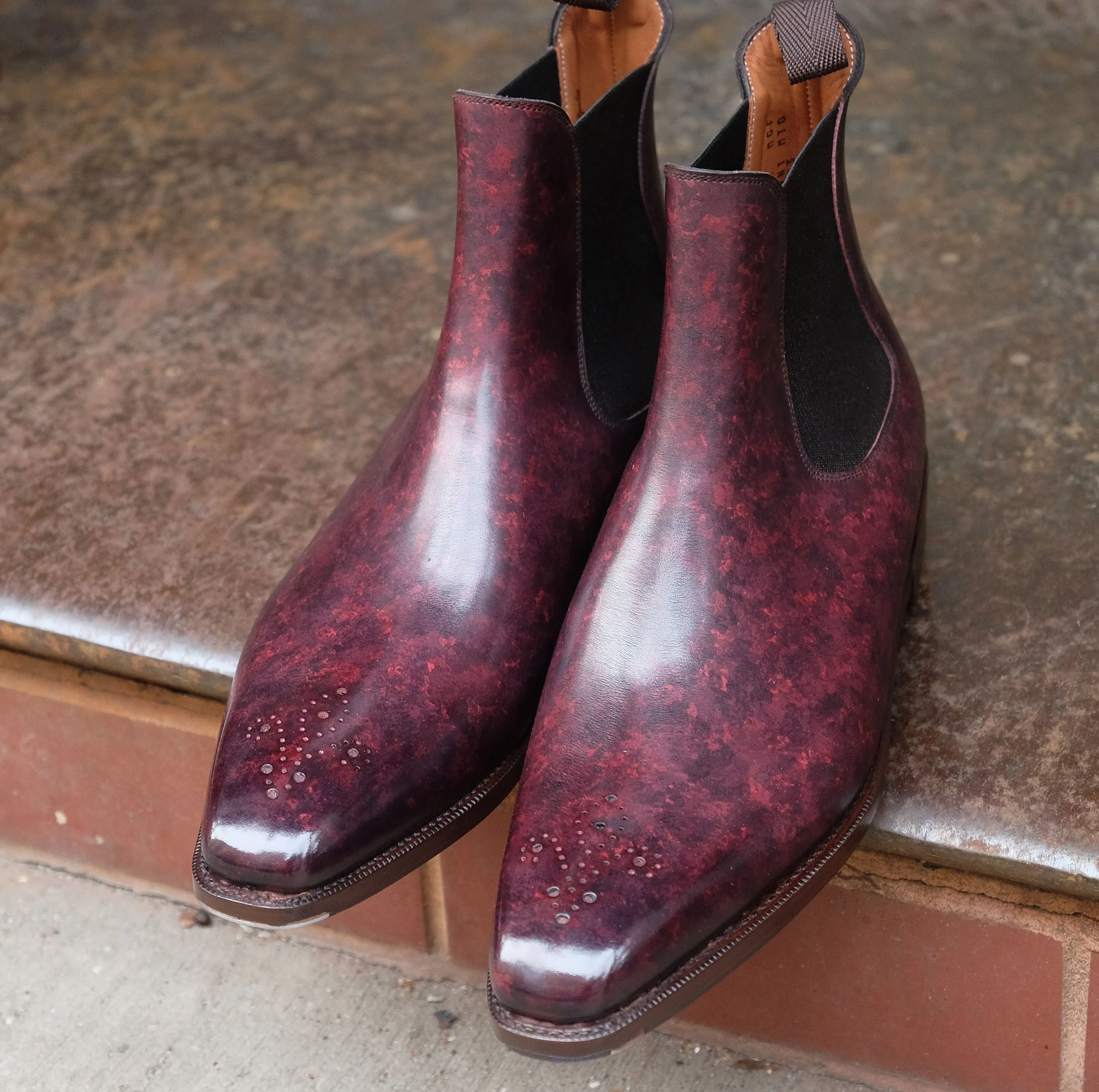 Fairmont - MTO - Mulberry Marble Patina Calf - MGF Last - Single City Rubber Sole