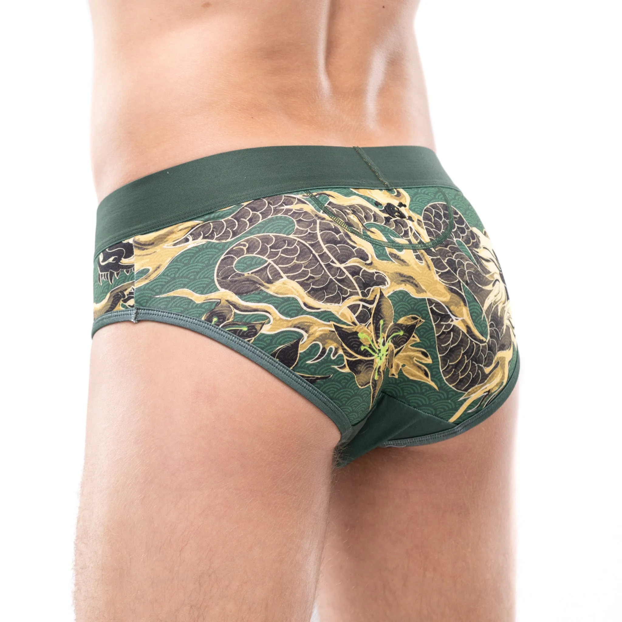 Fire Breathing Dragon Brief Green