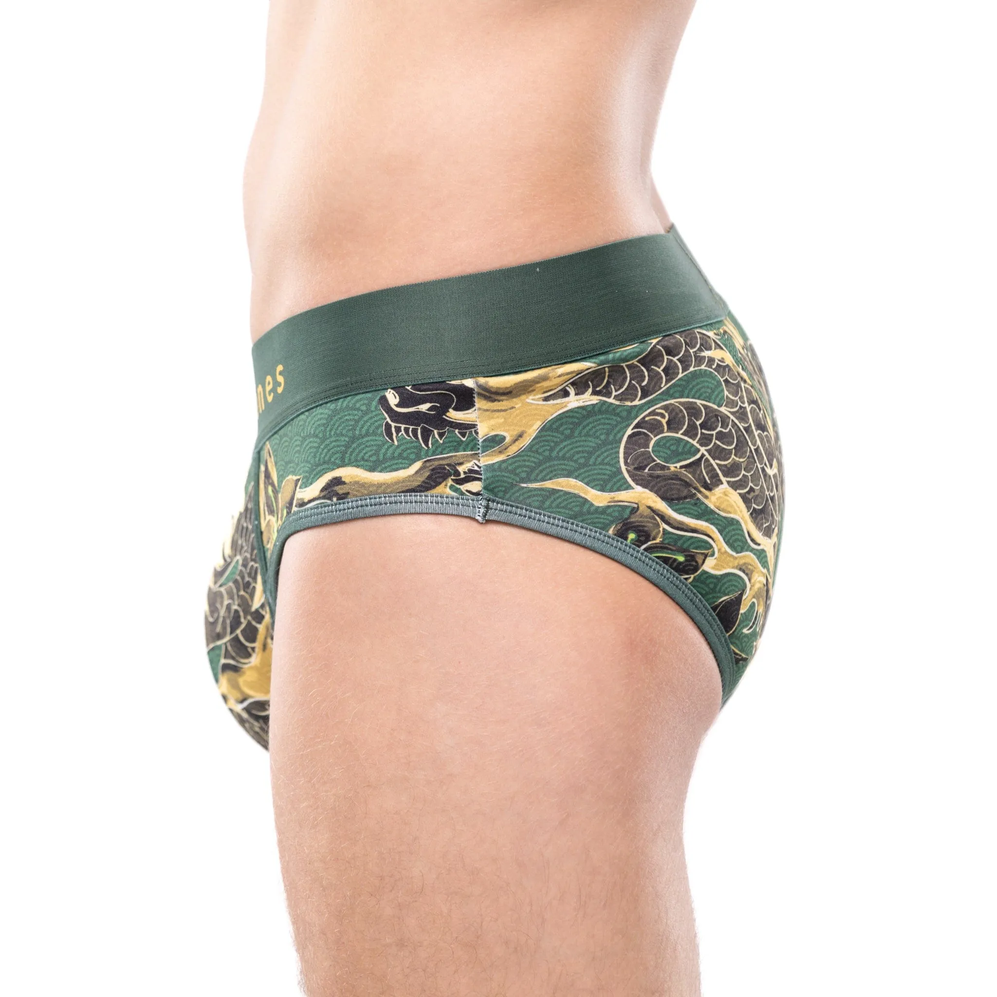 Fire Breathing Dragon Brief Green